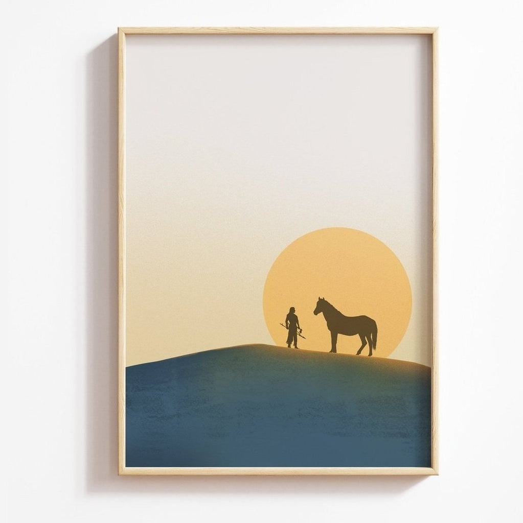 A Native Man and His Horse United in Reverence Wall Art