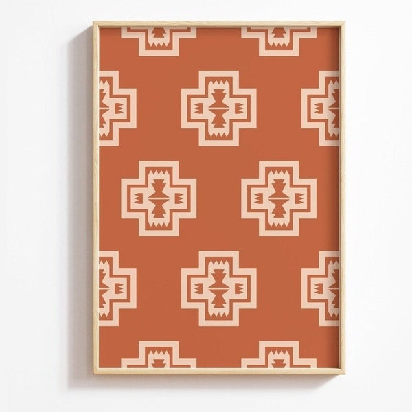 "Orange Essence" - Aztec Pattern Design with Warm Orange Free Download Wall Art