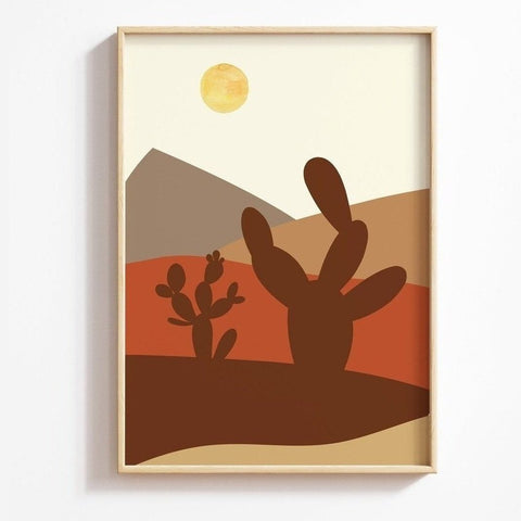 Desert Cactus with Sunset Free Download Wall Art