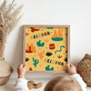 Arizona Desert State Illustrated Map Wall Art