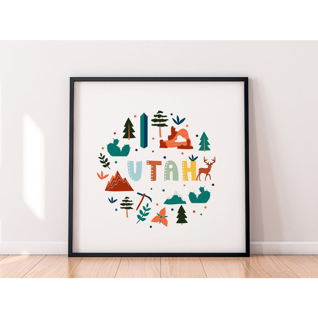 Wild Utah: A Nature and Animal Connection Map for Wall Art